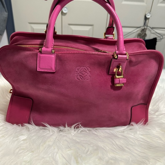 Loewe Handbags - Loewe in Elegant Fuchsia Pink Suede and Leather Women's Handbag Limited Edition